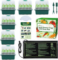 7-Pack Seed Starter Tray with Heat Mat (12 Cells per Tray), Plant Germination Trays with Adjustable Humidity Dome Seed Trays Seedling Starter with Base Trays for Germination