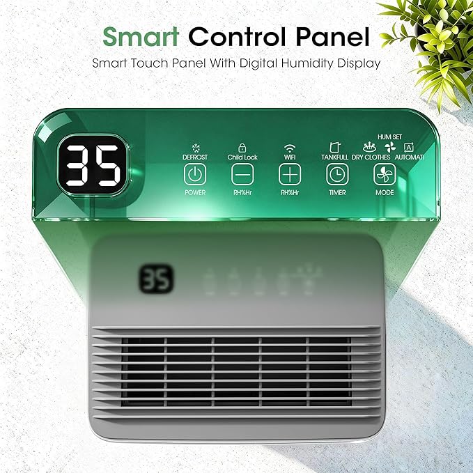 2500 sq.ft Dehumidifier for Basement, Smart APP WiFi Control,35 Pint Dehumidifiers for Home with Drain Hose, 24H Timer & Child Lock, Quiet & Eco, Ideal for Large Rooms, Bathroom, Bedroom，Pure white