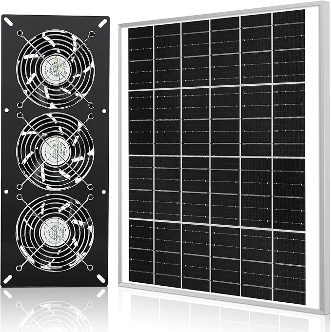 Fanspex Solar 3 Fan Kit, Waterproofed Solar Powered Fans for Outdoor Chicken Coop, Greenhouse & Shed Intake or Exhaust Air