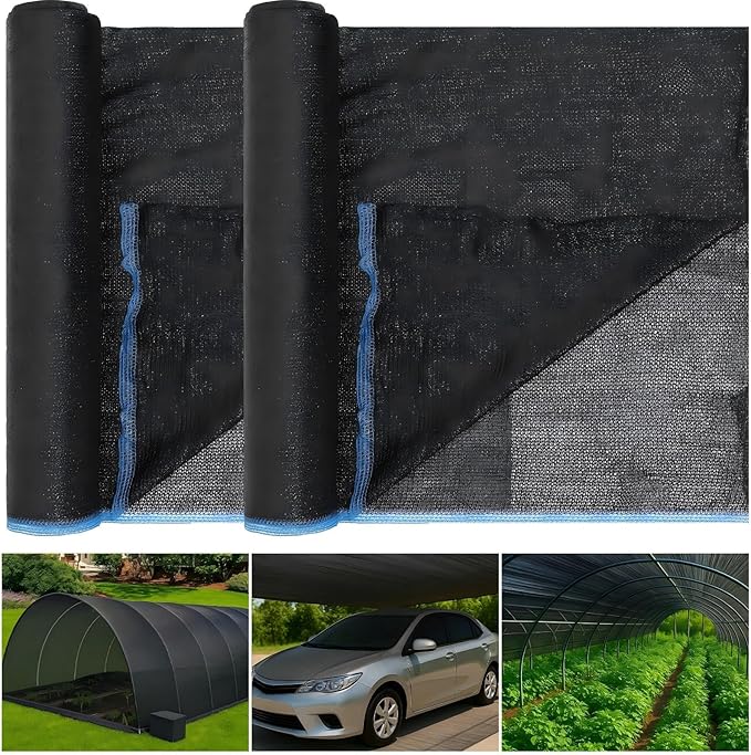 40% 6ft x 200ft Bulk Eyelets Shade Cloth Roll Sunblock Shade UV Resistant Net Windscreen Cover Fabric Roll for Garden Greenhouse Flower Plant Patio Kennel Canopy (Black)