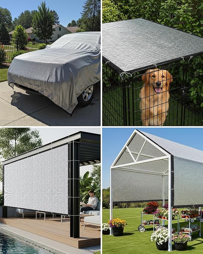 Cool Area 99% Aluminum Sun Shade Cloth 20x30FT Reflective Silver Tarp Fabric with Grommets for Greenhouse, Car, Garden, Patio, Kennel
