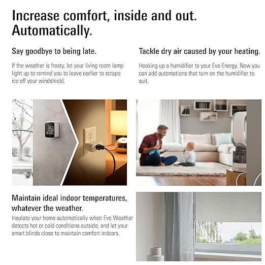Eve Weather (Matter) – Smart Weather Station for Temperature, Humidity, Weather Trend, IPX4 Water Resistance, Display, Wireless, Siri Voice Access, Requires Thread Border Router