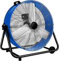 WARMLREC 24" Industrial Floor Fan, 8900 CFM High Velocity Drum Fan with 3 Speeds, Portable Heavy Duty Industrial Fan for Warehouse, Workshop, Factory, Commercial, Residential and Greenhouse Blue
