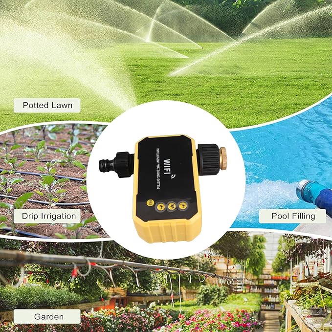 Smart Hose Timer, WiFi Water Timer, Automatic Irrigation Controller with Solar Panel & App Control, Ideal for Garden, Lawn & Yard Drip Irrigation System