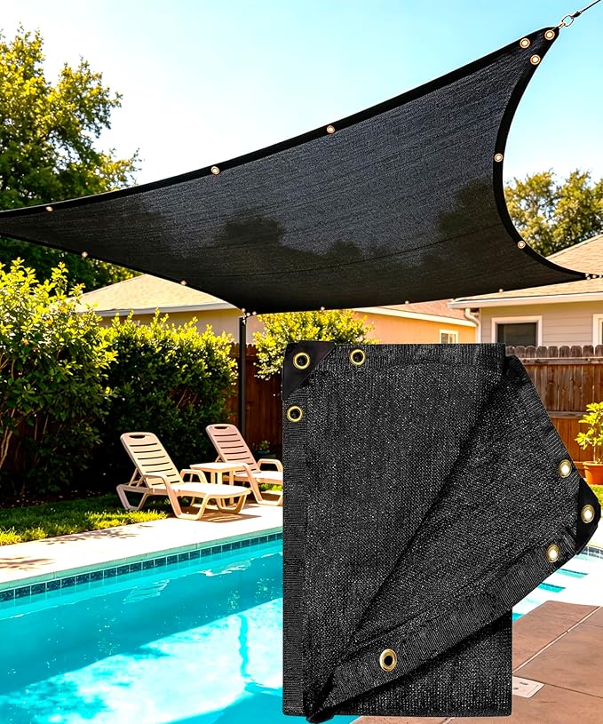 E.share 90%-95% Black Sun Shade Cloth 12FT x 18FT, Heavy Duty Outdoor Shade Netting with Reinforced Grommets, UV Resistant Breathable Fabric for Patio Garden Greenhouse Pergola Chicken Coop & Kennel