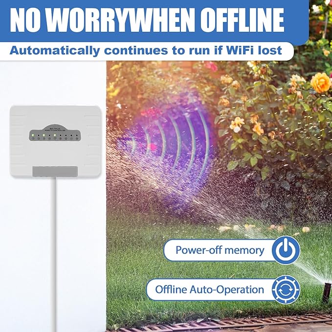 8-Zone WiFi Smart Sprinkler Controller,Garden & Yard Smart Sprinkler Controller,Weather Intelligence,Customized Watering Schedules,App Enabled,Real-time Monitoring