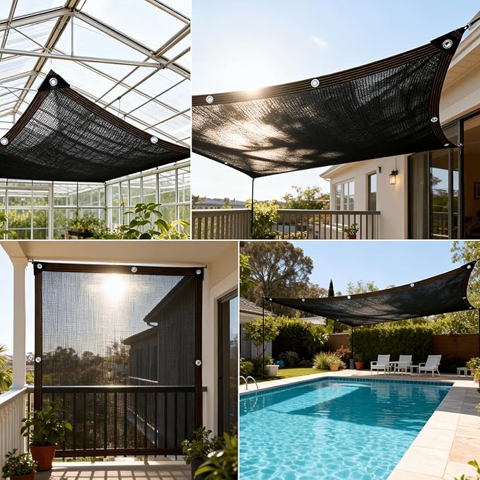 Shade Cloth - for Plants Greenhouse, 70% Sunblock Shade Sails -for Outdoor Garden Pergola Patio Lawn Kennel Chicken Coop Easier to Hang Plant Shade Net Cover
