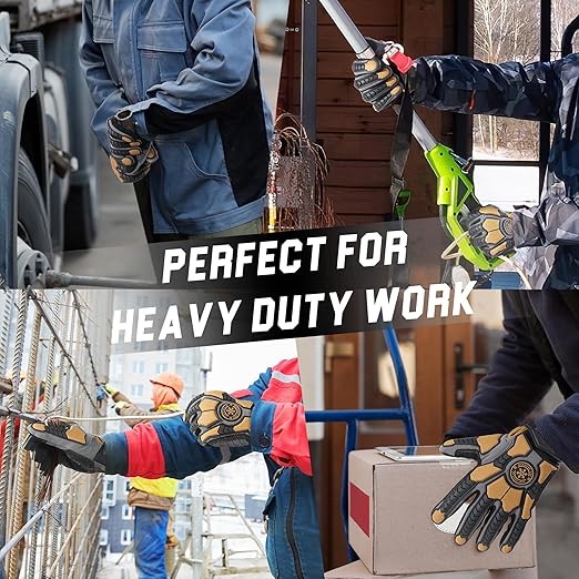 HANDLANDY Winter Water Resistant Work Gloves for Men, Insulated Heavy Duty Mechanic Glove for Cold Weather (Coffee-insulated, 2X-Large)