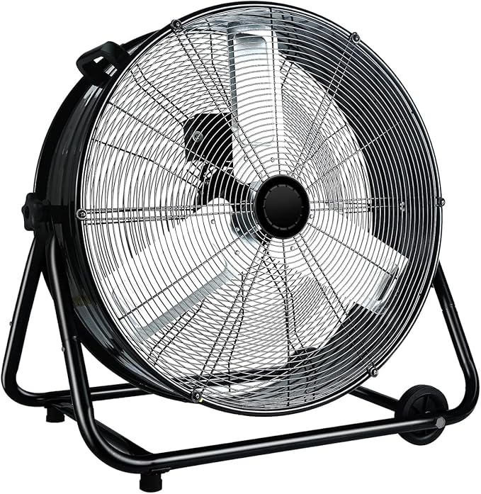 WARMLREC Industrial Fan 30 Inch Heavy Duty Drum 3 Speed 13000CFM Air Circulation High Velocity Fan For Warehouse, Workshop, Factory, Commercial, Residential and Greenhouse Black