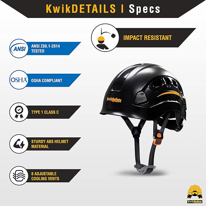 KwikSafety - Charlotte, NC - Hard Hats [Full Brim, Cap Style, Climbing Style] Type 1, Class C ANSI OSHA