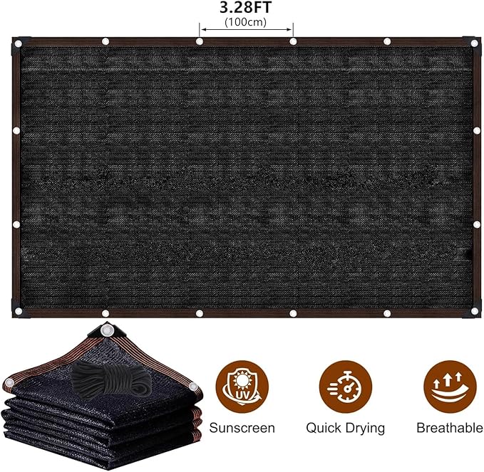 90% Sun Shade Cloth, 13 x 15 FT Pergola Shade Cover Canopy with Grommets Deck, Mesh Tarp Sun Screens for Outdoor, Patio, Garden, Backyard - Black