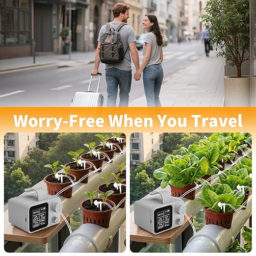 Automatic Plant Waterer Indoor Plant Watering Devices System, Self Drip Irrigation System Kit for Indoor Outdoor Garden, Adjustable Drippers, Water 15 Plants