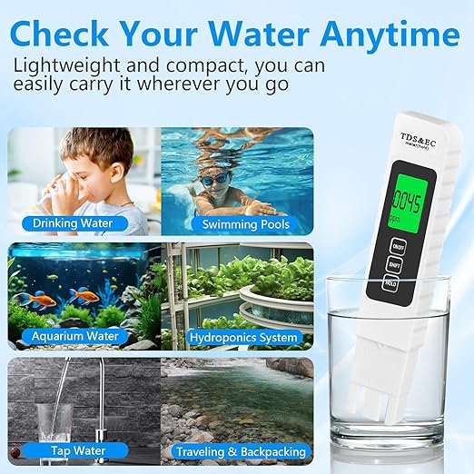 4 in 1 TDS Meter Digital Water Tester - Accurate and Reliable TDS EC & Temp(°C,°F) Meter, 0-9990ppm - Professional Testing for Drinking Water, RO/DI System, Aquariums etc