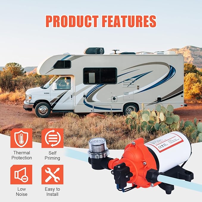 110V Water Pressure Pump 4.0GPM 50PSI AC Power On Demand Electric Self-Priming Water Transfer Diaphragm Pump Include 3/4" Garden Hose Adapters for Home Kitchen Bathroom Irrigation Camper Industrial