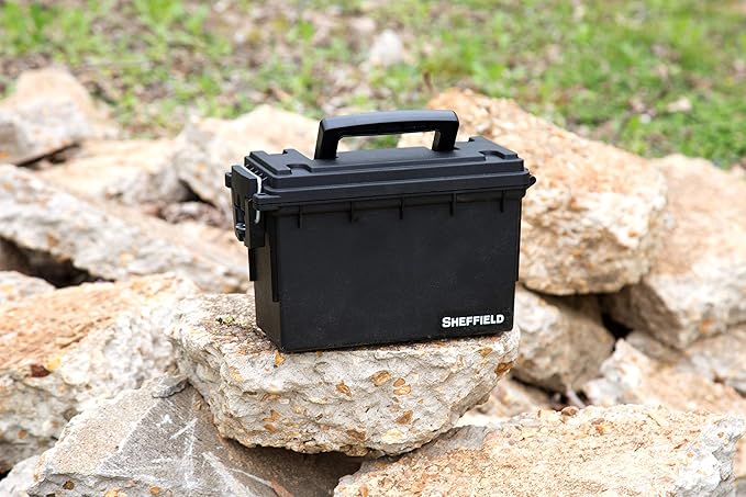 Sheffield Ammo Storage Box, .30 Cal Stackable | Water and Dust Resistant | Lockable | Made in USA | Pack of 6