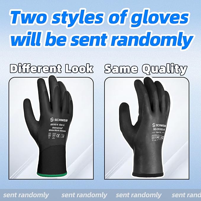 Schwer 100% Waterproof Winter Work Gloves, ANSI A2 Cut Resistant Freezer Gloves for Outdoor Cold Weather Keep Hands Warm, Thermal Insulated Gloves for Shoveling Snow, Ice Fishing, Super Grip, XL