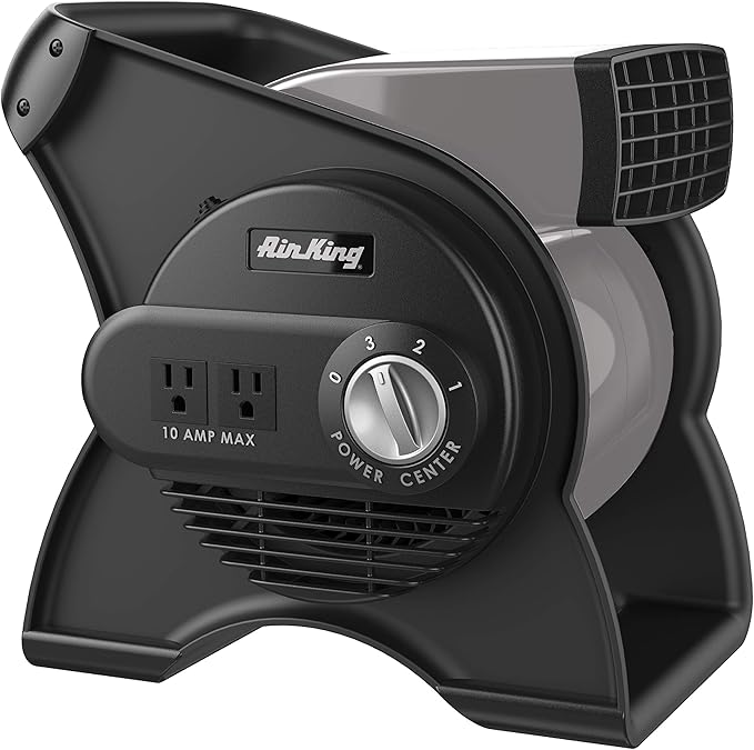 Air King Commercial Grade Pivoting Utility Fan, for Cooling, Ventilating, Exhausting and Drying at Home, Job Site, Work Shop, Construction, 3 Speeds, 11.25", Black, 9550