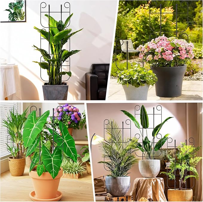 2 Pack Trellis for Climbing Plants Indoor, Expandable Small Metal Trellis for Potted Plants, Flowers Vine Ivy, Sturdy Houseplant Pothos Plant Climber Support