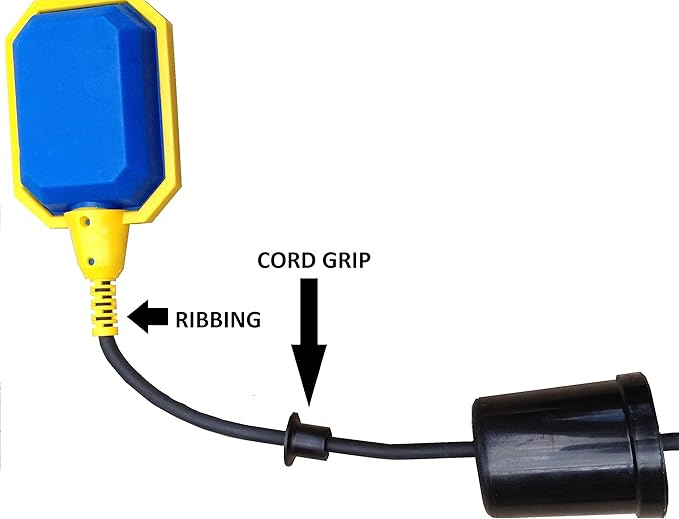 Float Switch for Sump Pump - 16-Foot Water Level Sensor with Honeywell Microswitch and Adjustable Tether Length for Ground Water Bilge Pump and Water Tank – Non-Corrosive PP Casing, Rated to 13 Amps
