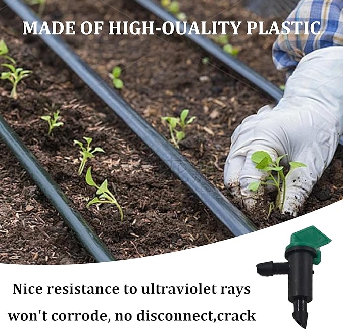 80Pcs 4GPH Drip Emitter Garden Flag Irrigation Drippers, 16L/H Sprinkler System Parts for 4/7mm Tubing, Adjustable Flow for Trees, Shrubs, Lawn, Vegetable Gardens, Green
