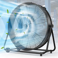 LifePlus 36" Industrial Drum Fan, 21800 CFM 600W High Velocity 3-Speed Heavy Duty Metal Air Circulator with 360° Tilt, Casters Handle for Warehouse Factory workshops Patios Garage, Black