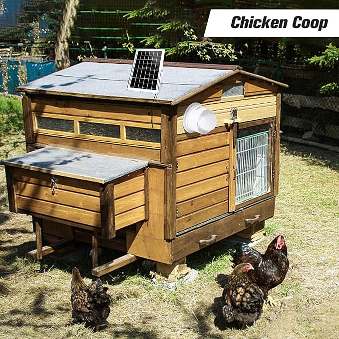 blessny Solar Powered Exhaust Fan, 15W Solar Panel + 6" Ventilation Vent Fan for Outside Greenhouse, Chicken Coop, Shed, Pet House