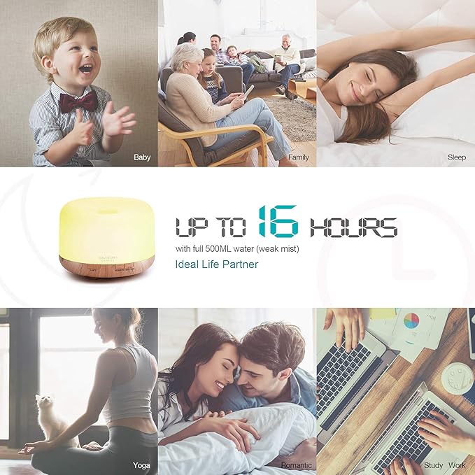 ASAKUKI Smart Wi-Fi Essential Oil Diffuser, App and Voice Control Compatible with Alexa, 500ml Aromatherapy Humidifier for Relaxing Atmosphere in Home Office Bedroom, Gift for Mom (Light Brown)