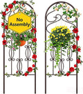AMAGABELI GARDEN & HOME 2 Pack 60" x 18" Garden Trellis for Climbing Plants Outdoor Rustproof Metal Trellis for Potted Plants and Roses Vines Vegetables Flowers Ivy Cucumbers Clematis Supports Bronze