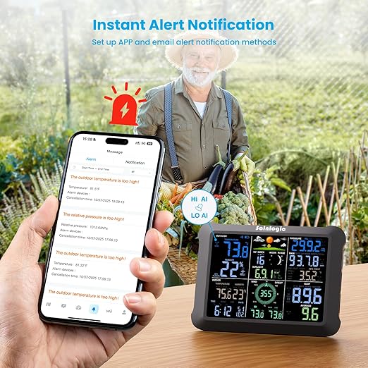 Sainlogic WiFi Smart Weather Station SA9 with 24/7 Accurate Weather Forecast by Weatherseed® AI, 8.5" Large Display, Wind Gauge, 2-Year Data Storage & Export (Only 2.4G)