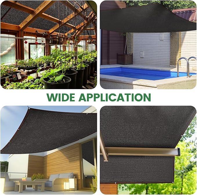 70% Shade Cloth, 10FTx12FT HDPE Mesh Tarp with Reinforced Grommets, Outdoor Sun Shade Net for Greenhouse, Plants, Garden, Pergola, Patio, Chicken Coop (10FT*12FT)