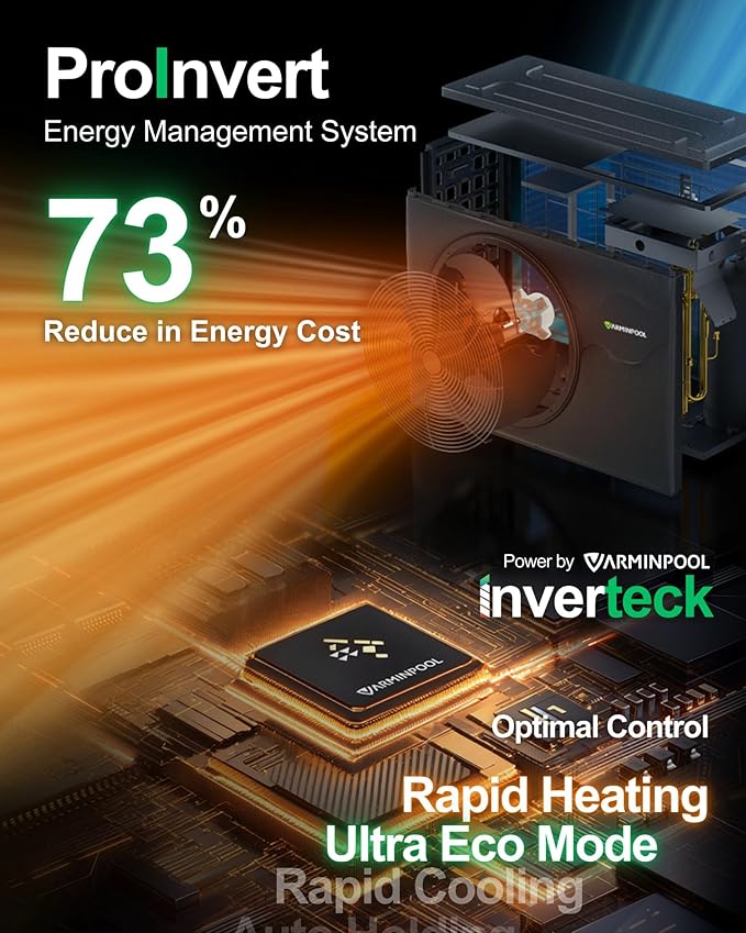 58000BTU Smart Inverter Pro Pool Heat Pump for Inground & Above Ground Pools up to 18000 Gallons, WiFi Enabled Electric Pool Heater with Heating & Cooling, 220V, Timer Control, V18