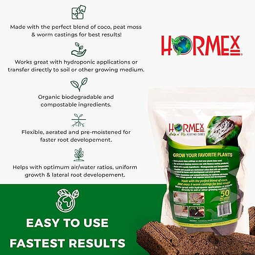 Hormex Rooting Cubes & Cloning Shears Combo - Root Starter Cubes for Houseplants, Herbs, Medicinal & Garden Plants | Precision Straight-Blade Shears, Ideal for Cuttings & Pruning (50 Grow Plugs)