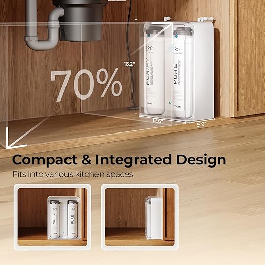 VIOMI Pure B6W 600 GPD Reverse Osmosis System, TDS Reduction, 7-Stage Tankless RO System, Under Sink Water Filter with Faucet, NSF/ANSI 372 & 58 Certified, 2:1 Pure-to-Drain, Wi-Fi Enabled APP Control