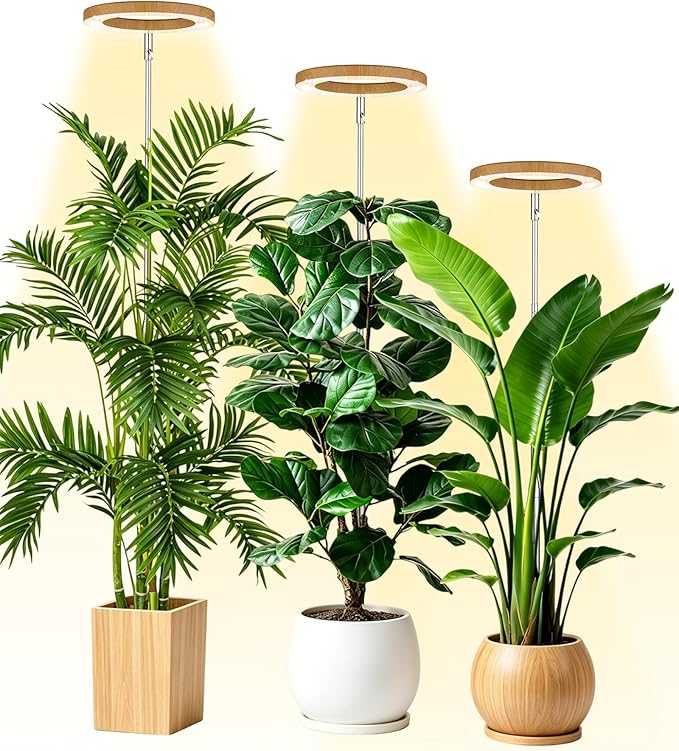 yadoker Plant Grow Light, LED Growing Light Full Spectrum for Indoor Plants,Aluminum Wood Grain Plant Lights,Height Adjustable, Automatic Timer, 5V Low Safe Voltage,Idea for Large Plant Light