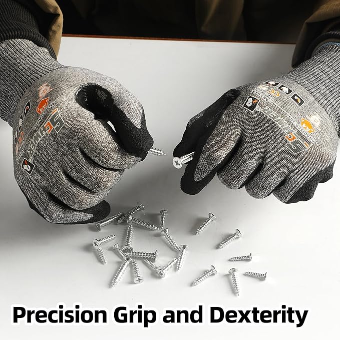 Schwer A4 AIR-SKIN Cut Resistant Work Gloves AR5918 with Extreme Lightweight & Thin, Grip Gloves for Gardening, Fishing, Refined Work, Mechanic, Touch-Screen, 3D-Comfort Fit, 1 Pair (M)