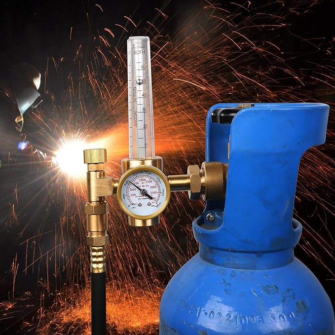 BETOOLL Argon/CO2 Mig Tig Flow Meter Gas Regulator Gauge Welding Weld, CGA580 Inlet Connection