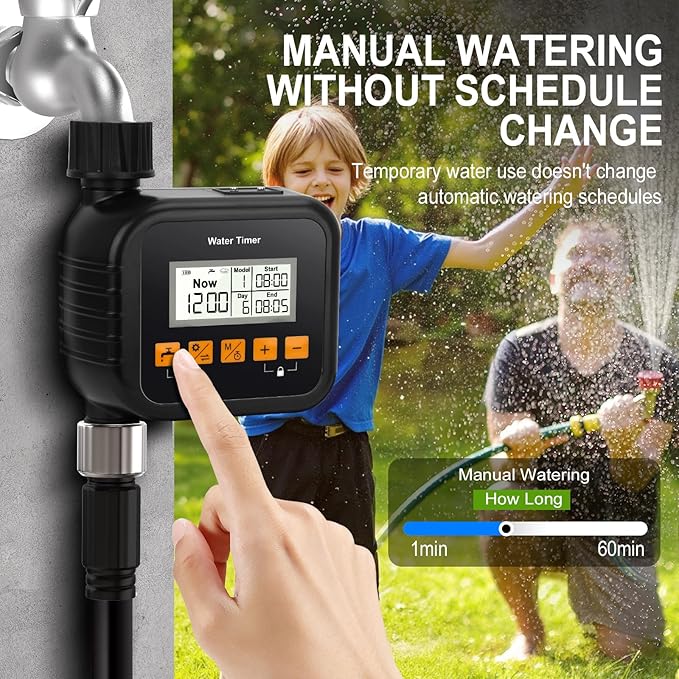 Sprinkler Timer, Water Hose Timer for Garden and Outdoor Irrigation, Garden Irriration System Controller with Rain Sensing.