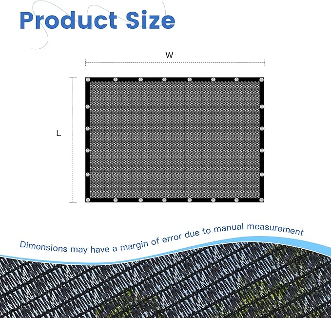 70% Shade Cloth for Garden 10x16 FT, Outdoor Sun Shade Netting with Reinforced Grommets, Pergola Shade Cover Mesh Tarp for Plants Patio Greenhouse Chicken Coop, Black