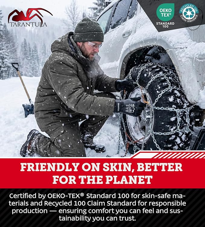 Tarantula 100% Waterproof Winter Work Gloves for Men&Women,Thermal Insulated Freezer Gloves for Cold Weather, Super Grip Palm
