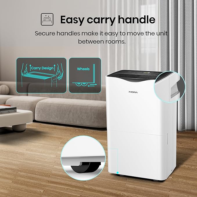 Mora Mora by Hisense 50 Pint Dehumidifier, for Space upto 4,500 Sq. Ft at Home, in Basements and Large Rooms, Energy Star, Quiet Operation,Filter Indicator with Washable Filter, 2 Years Warranty