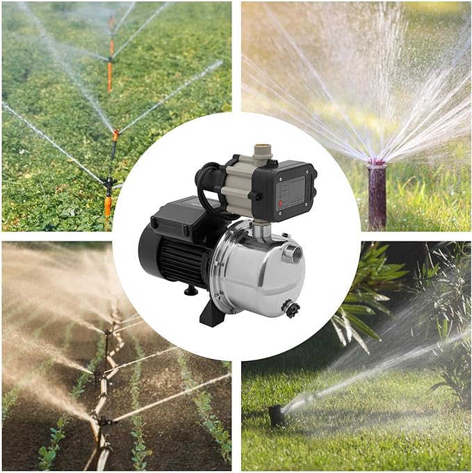 1.5HP Shallow Well Pump with Automatic Controller 115V, 1200GPHFlow, 157ft Lift for Garden Lawn Irrigation, Sprinkler Boosting & Water Transfer