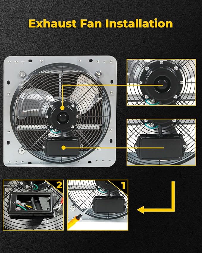 VENTISOL 12 Inch Wall Mounted Shutter Exhaust Fan, Aluminum Blades, 1800CFM, Automatic High Speed Household Ventilation Fan for Garages, Shop, Greenhouse, Attic