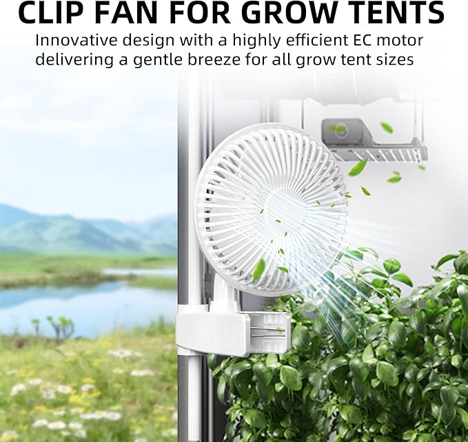 HealSmart Clip Fan, 6-Inch Grow Tent, Monkey Fan, Wall Mount With Adjustable 90 Angles, 15W, 2-Speeds Control, 2 Pack