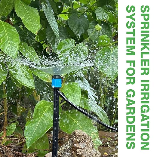 Drip Irrigation System, Push-to-Connect Adjustable Irrigation Set for Garden, Raised Beds Complete Garden Watering System 1/4” Emitters and 59ft Flexible Tubing, Quick Connectors (59)