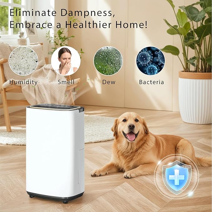3000 Sq.Ft Dehumidifier for Basement with Drain Hose, Upgraded 30 Pint Large Best Compressor Dehumidifiers for Home or Garage, Smart Humidity Control, 24H Timer & Child Lock, Ideal for Large Rooms