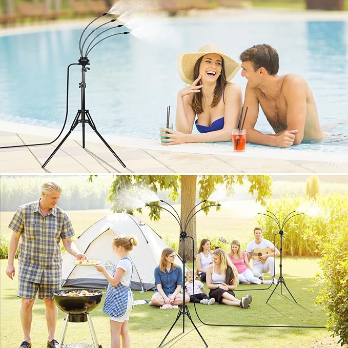 joyhalo Standing Misters for Outside Patio, Adjustable Height 5.3 FT Misting System for Cooling Outdoor, Portable Water Mister for Patio Cooling, Backyard, Porch, Garden Sprinkler
