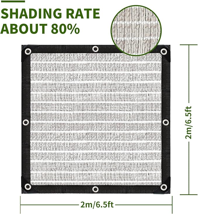 80% Silver Shade Cloth for Garden,Pergola,Greenhouse,Chicken Coop,Kennels,Shade Cloth with Grommets,Simple Hanging Covers