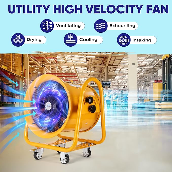 iLiving Utility High Velocity Blower, Fume Extractor, Portable Exhaust and Ventilator Fan (Utility 16")