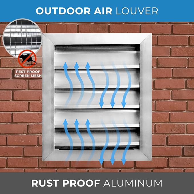 HVAC Premium 10"W x 12"H Aluminum Exterior Gable Louver Vent for Walls & Crawlspace - Weather-Resistant Air Grille with Screen Mesh - [Overall Size 11.75"W x 13.75"H]