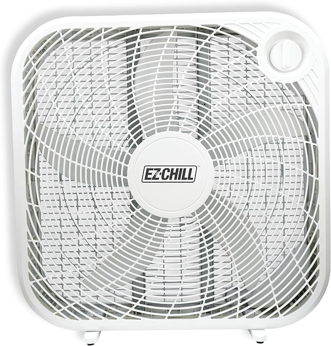 EZ-CHILL 20” Box Fan, 3 Speed Full-Force Air Circulation Window Fan, Floor Fan, Bedroom Fan, Ideal for Home, Bedroom & Office, MTNBF20